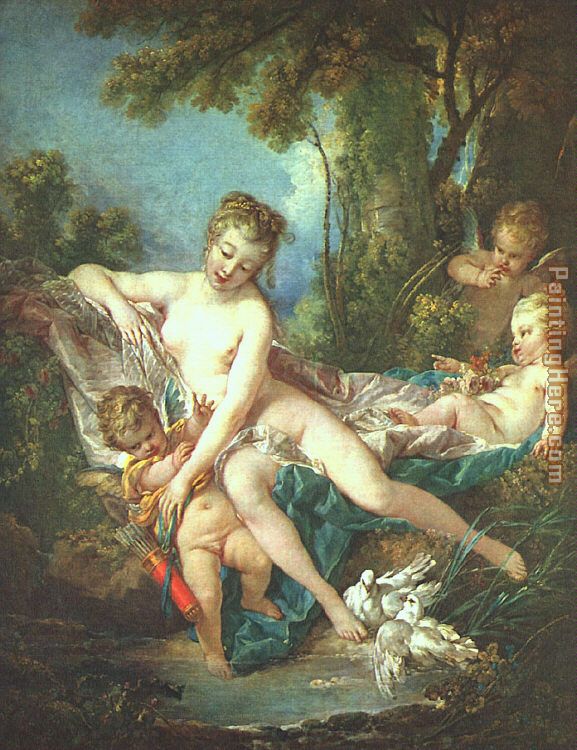 Venus Consoling Love painting - Francois Boucher Venus Consoling Love art painting